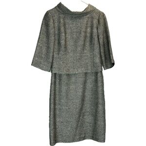 Talbots Petites Pure Silk Tweed Black White Dress Classic